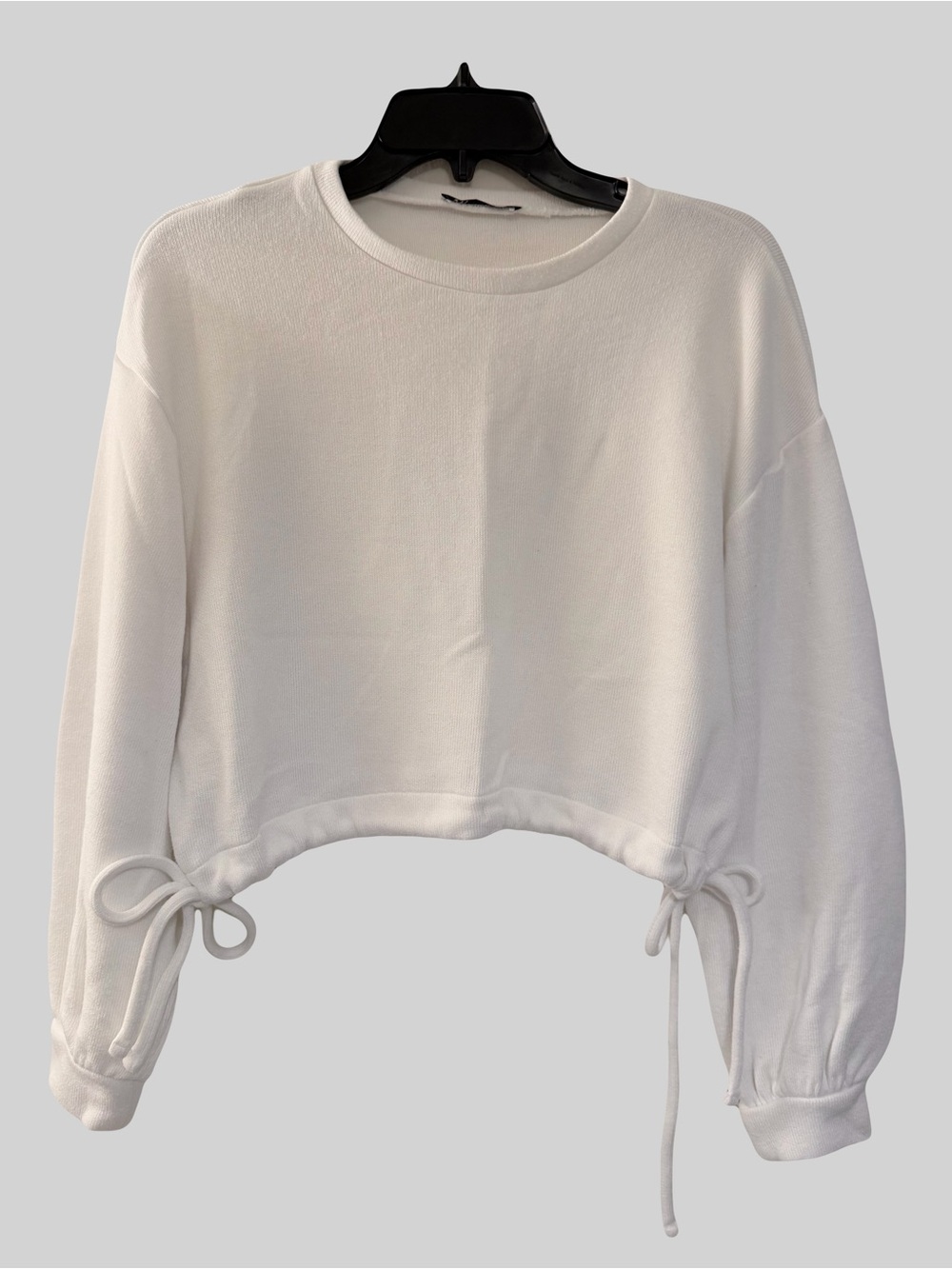 Zara Cozy White Drawstring Sweatshirt